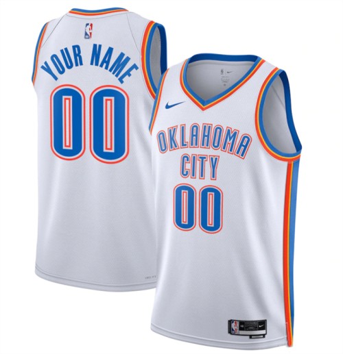 Men's Oklahoma City Thunder Active Player Custom White Association Edition Stitched Basketball Jersey